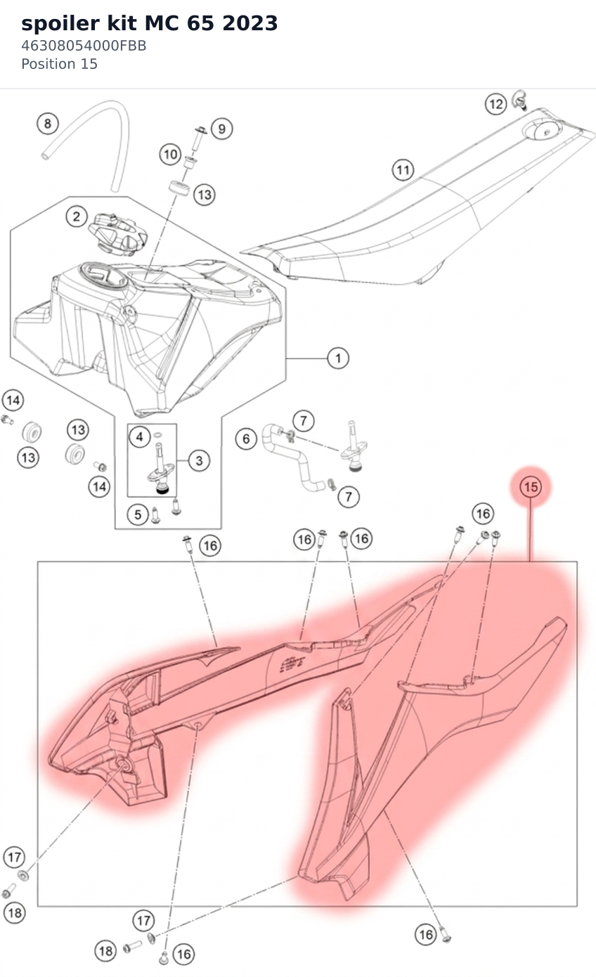 Diagram preview: spoiler kit MC 65 2023 (46308054000FBB)
