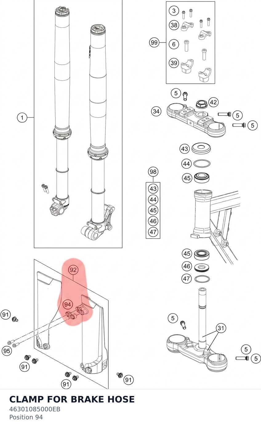 Diagram preview: CLAMP FOR BRAKE HOSE (46301085000EB)