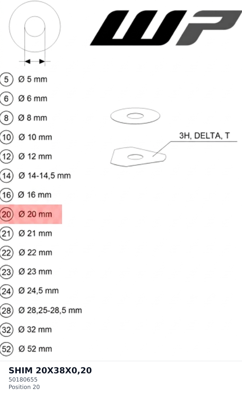 Diagram preview: SHIM 20X38X0,20 (50180655)