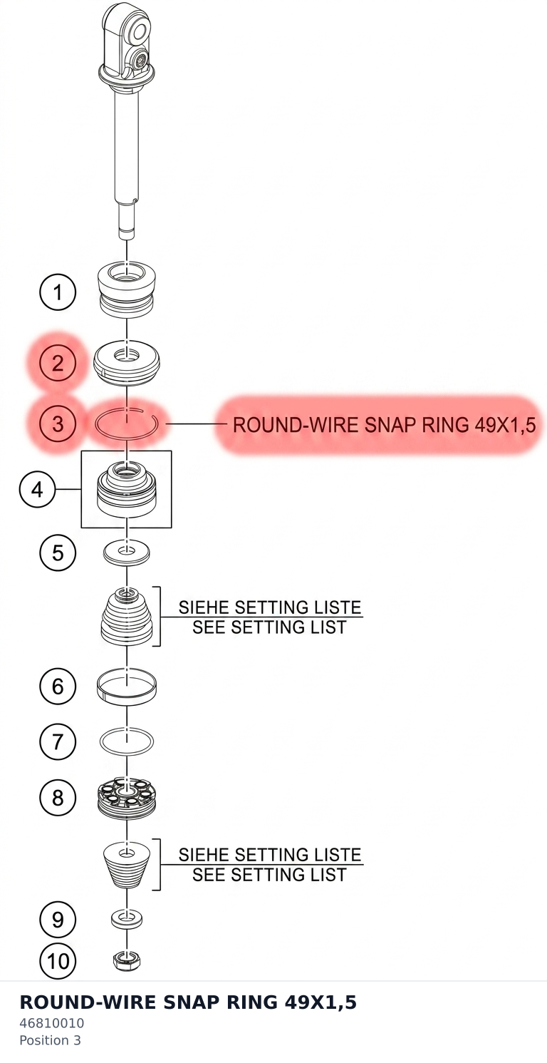Diagram preview: ROUND-WIRE SNAP RING 49X1,5 (46810010)