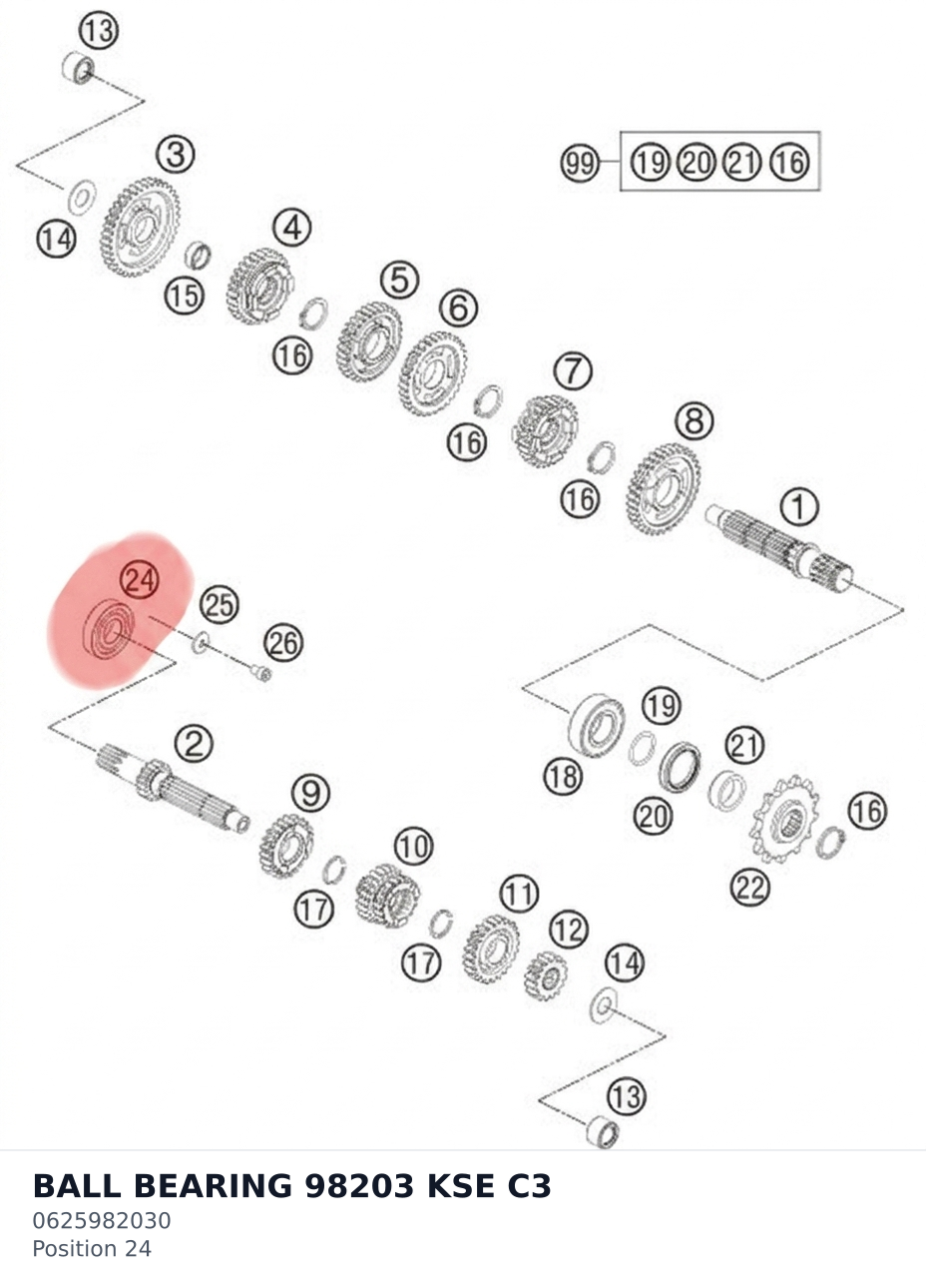 Diagram preview: BALL BEARING 98203 KSE C3 (0625982030)