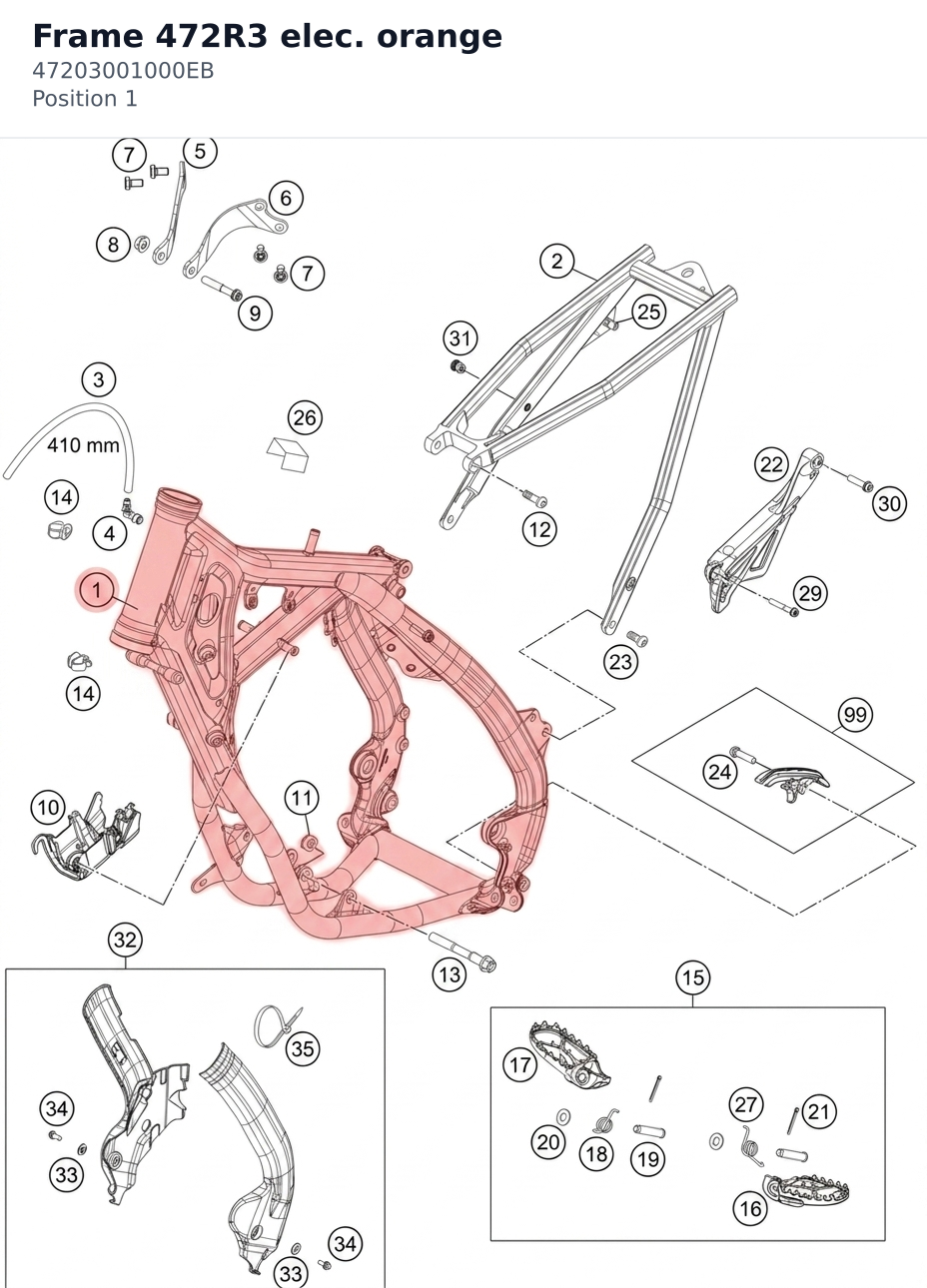 Diagram preview: Frame  472R3  elec. orange (47203001000EB)