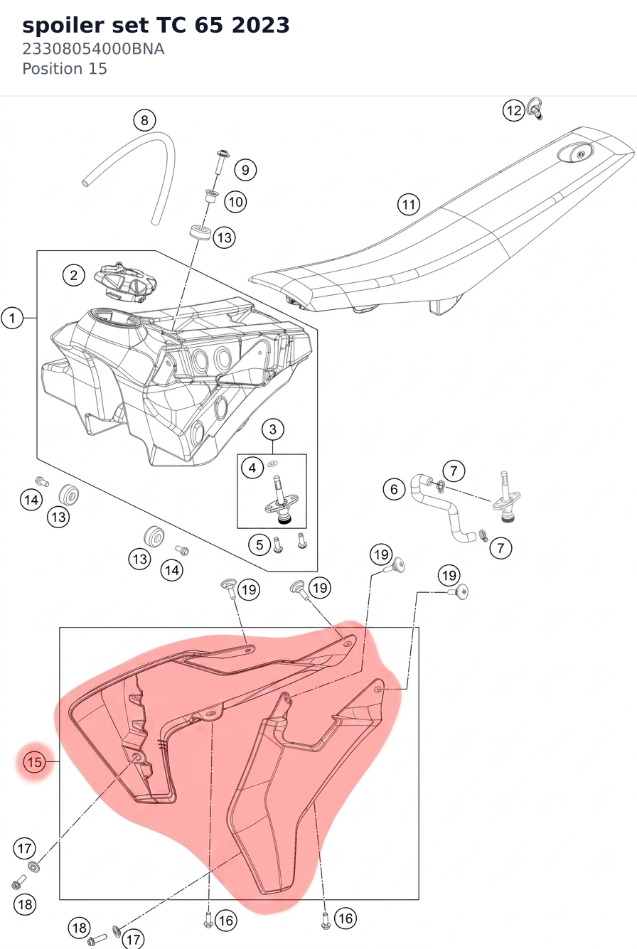 Diagram preview: spoiler set TC 65 2023 (23308054000BNA)