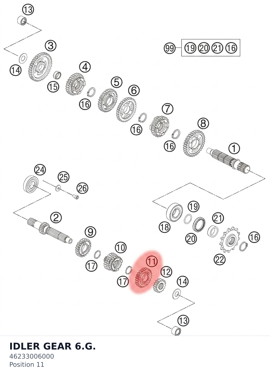 Diagram preview: IDLER GEAR 6.G. (46233006000)