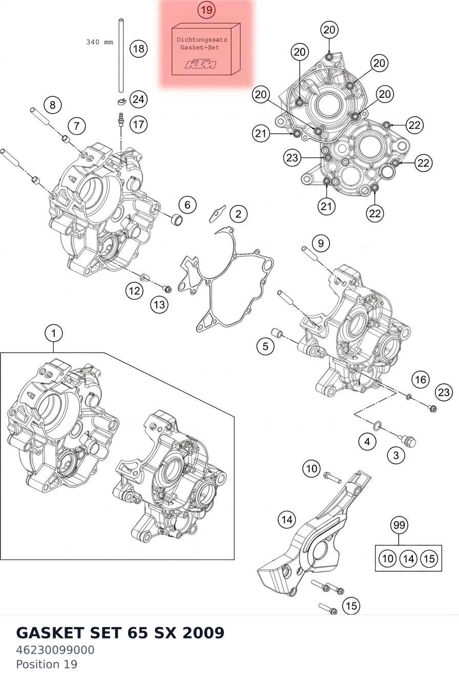 Diagram preview: GASKET SET 65 SX          2009 (46230099000)