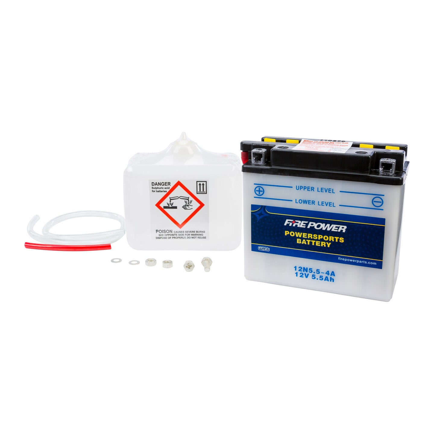 Fire Power 12V Standard Battery with Acid Pack 12N5.5-4A