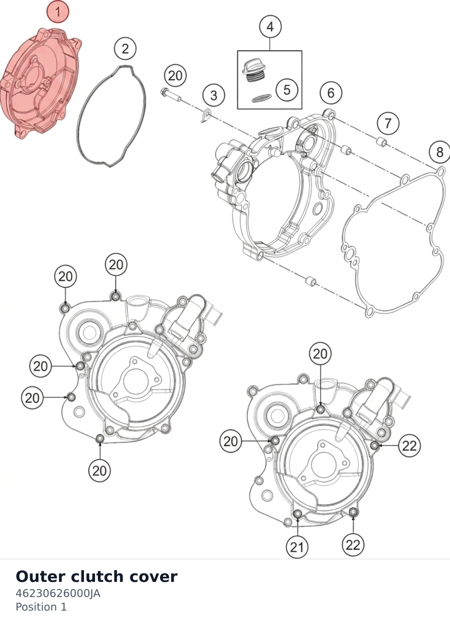 Diagram preview: Outer clutch cover (46230626000JA)