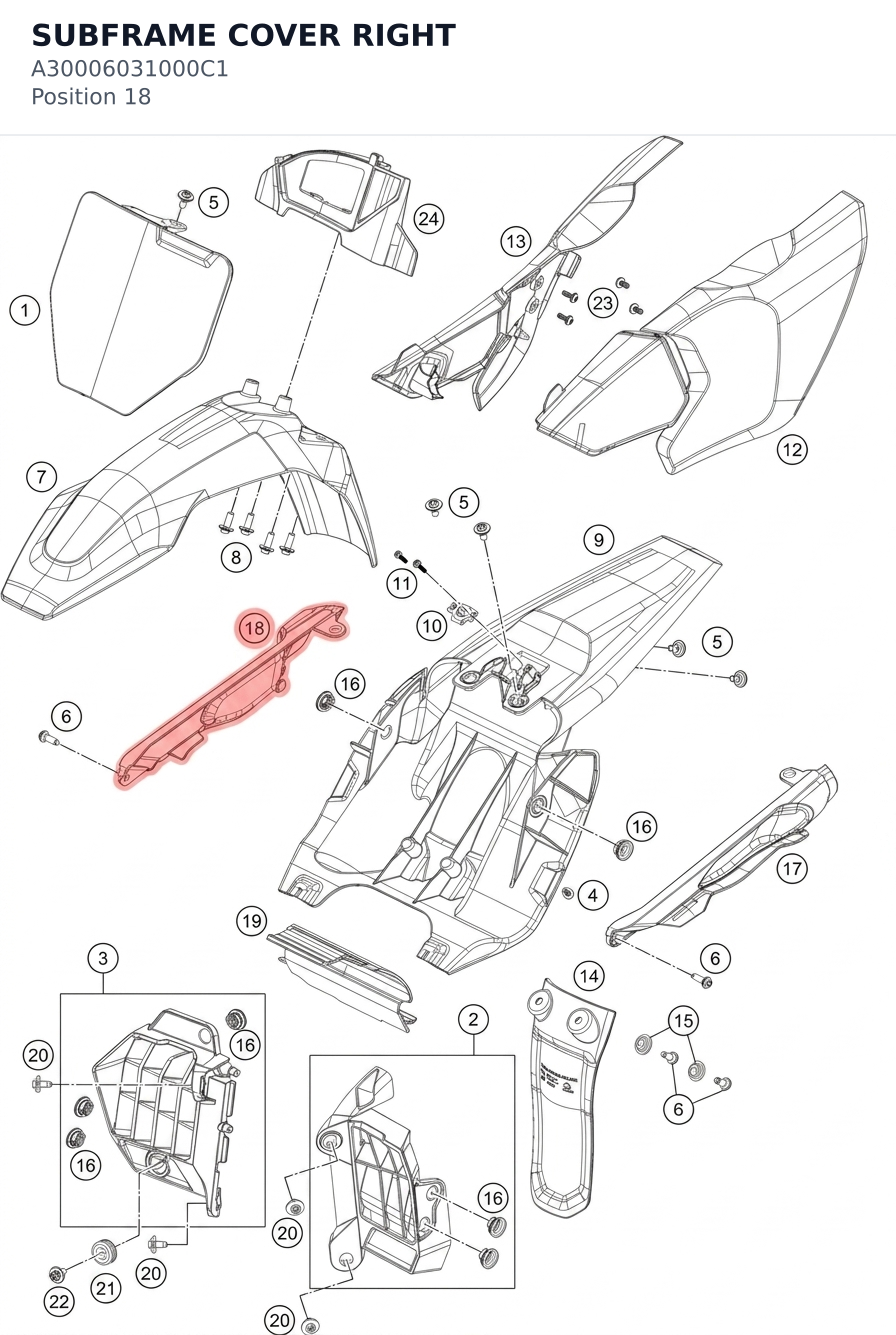 Diagram preview: SUBFRAME COVER RIGHT (A30006031000C1)