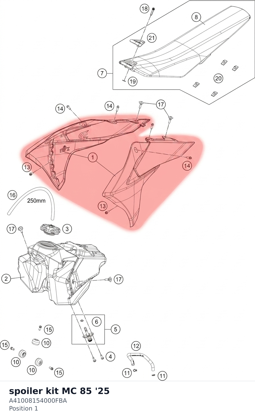 Diagram preview: spoiler kit MC 85 '25 (A41008154000FBA)