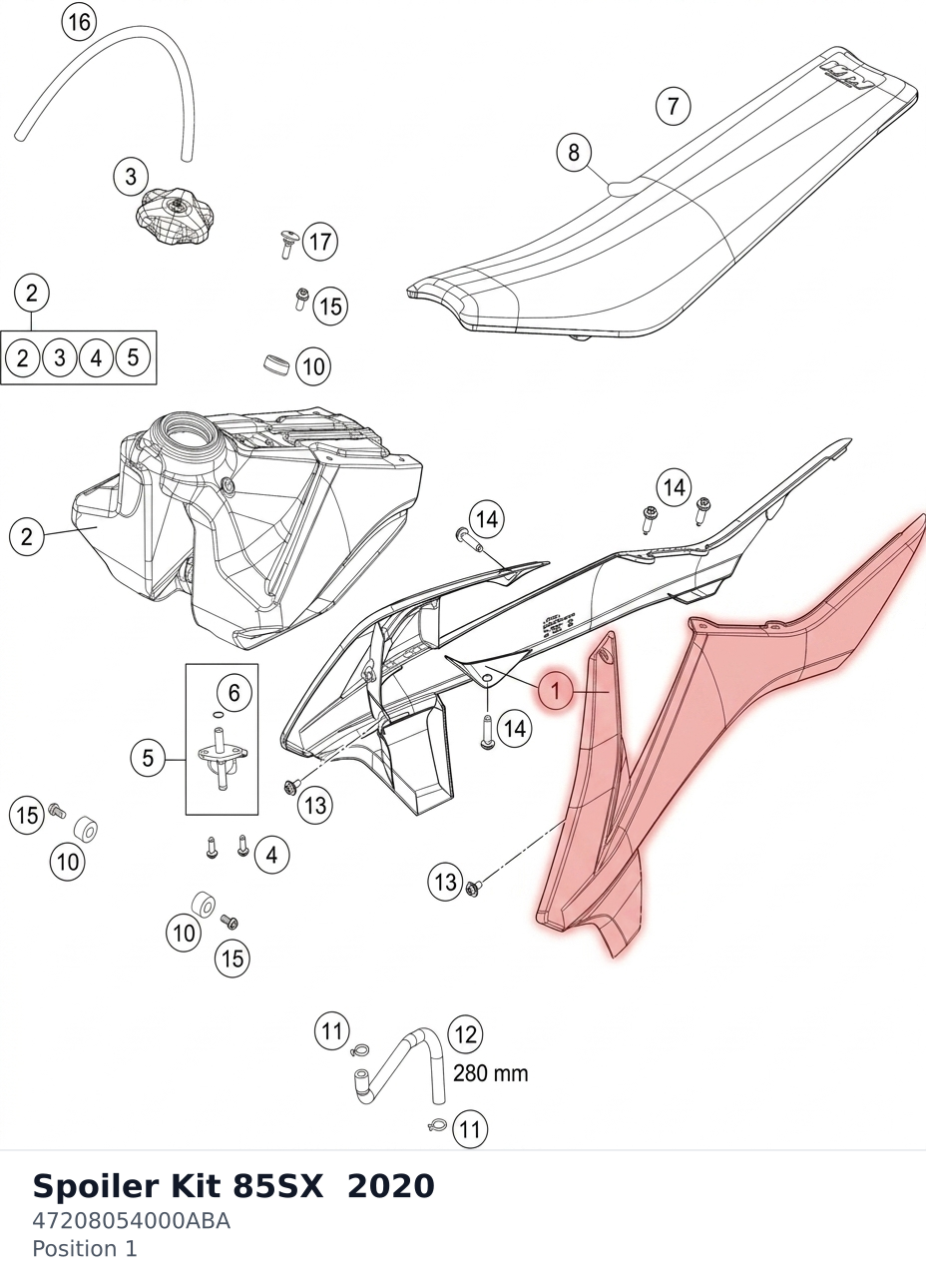 Diagram preview: Spoiler Kit 85SX  2020 (47208054000ABA)