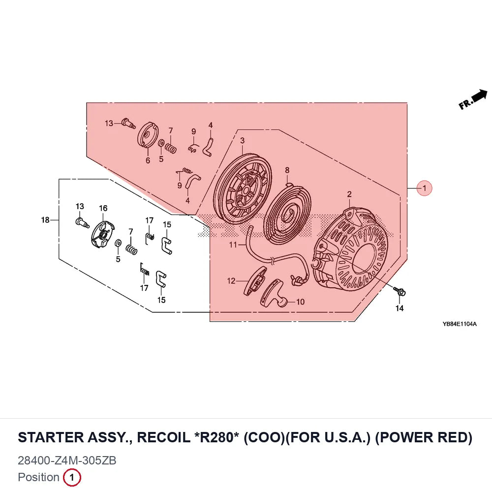 STARTER ASSY., RECOIL *R280* (COO)(FOR U.S.A.) (POWER RED)
