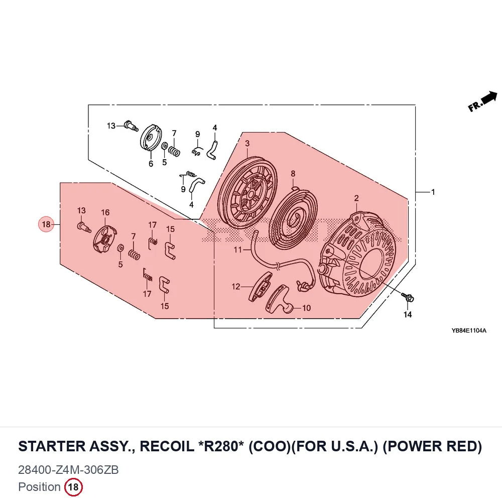 STARTER ASSY., RECOIL *R280* (COO)(FOR U.S.A.) (POWER RED)