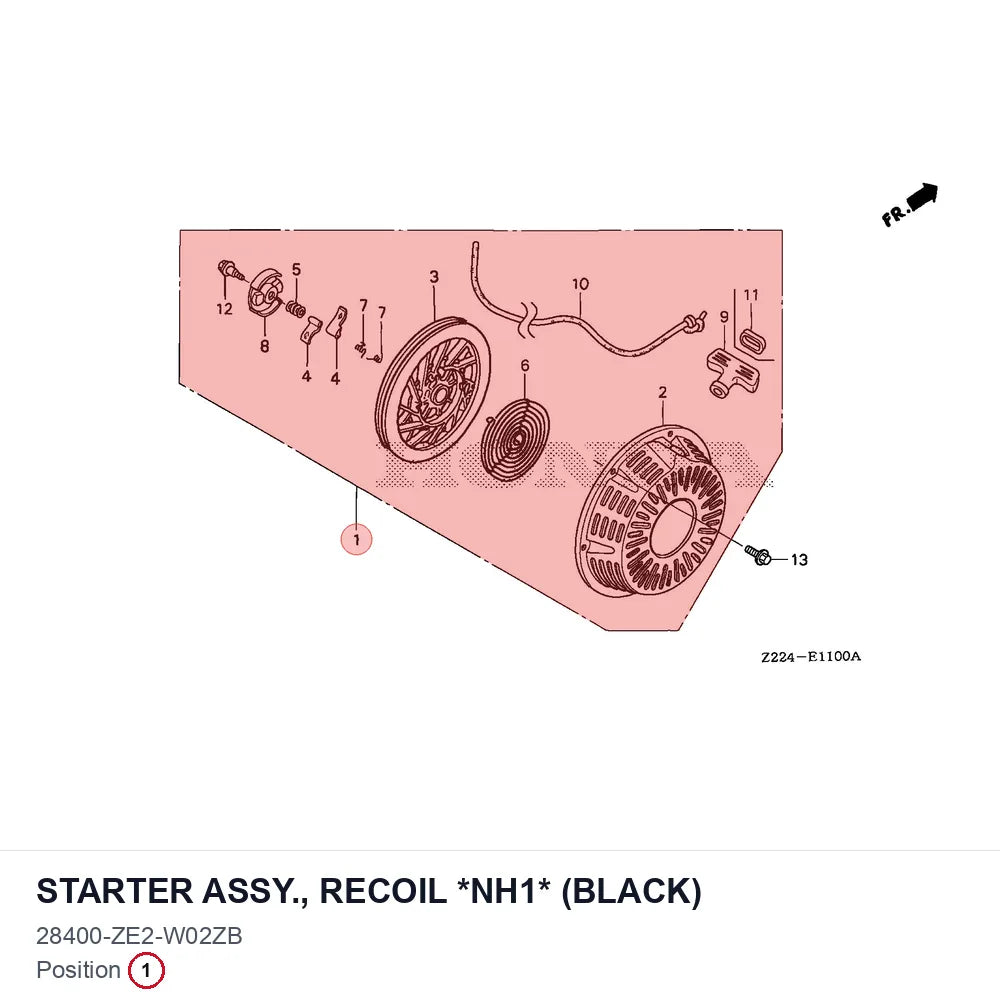 STARTER ASSY., RECOIL *NH1* (BLACK)