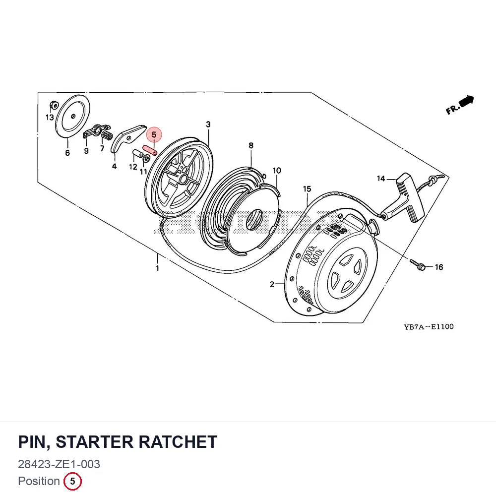 PIN, STARTER RATCHET