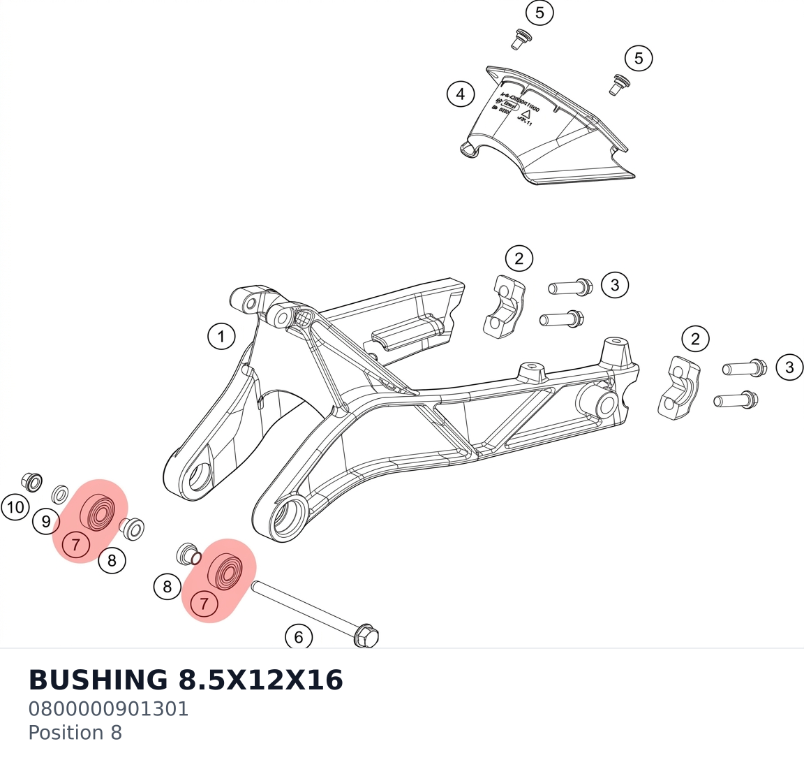 Diagram preview: BUSHING 8.5X12X16 (0800000901301)