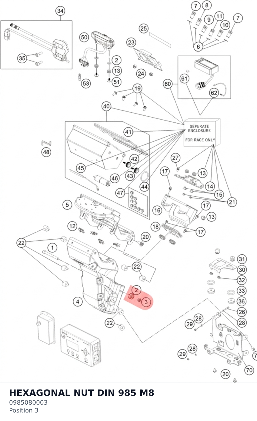 Diagram preview: HEXAGONAL NUT DIN 985 M8 (0985080003)