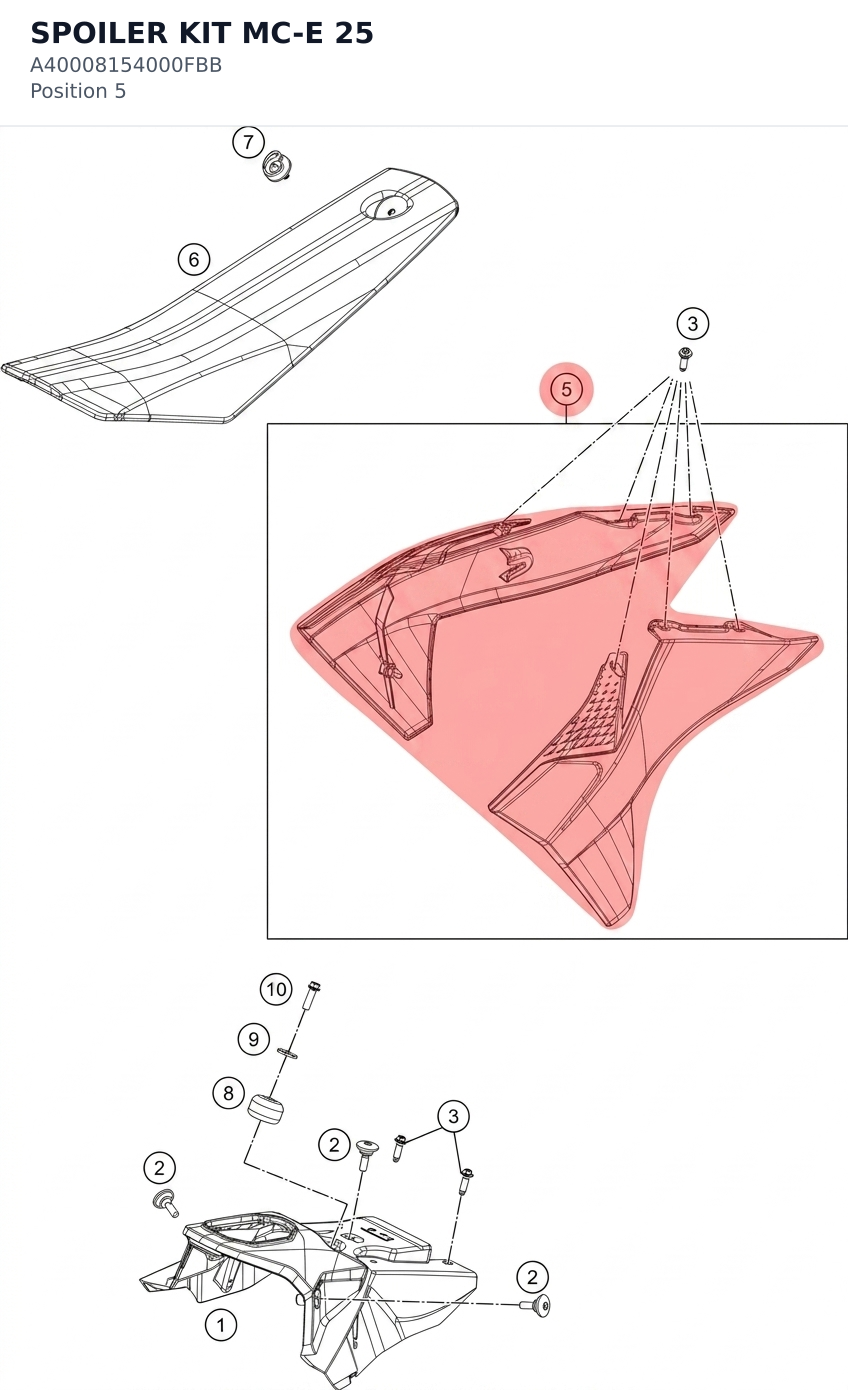 Diagram preview: SPOILER KIT MC-E 25 (A40008154000FBB)