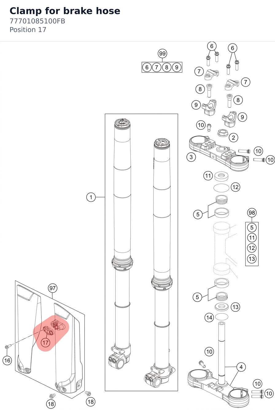 Diagram preview: Clamp for brake hose (77701085100FB)
