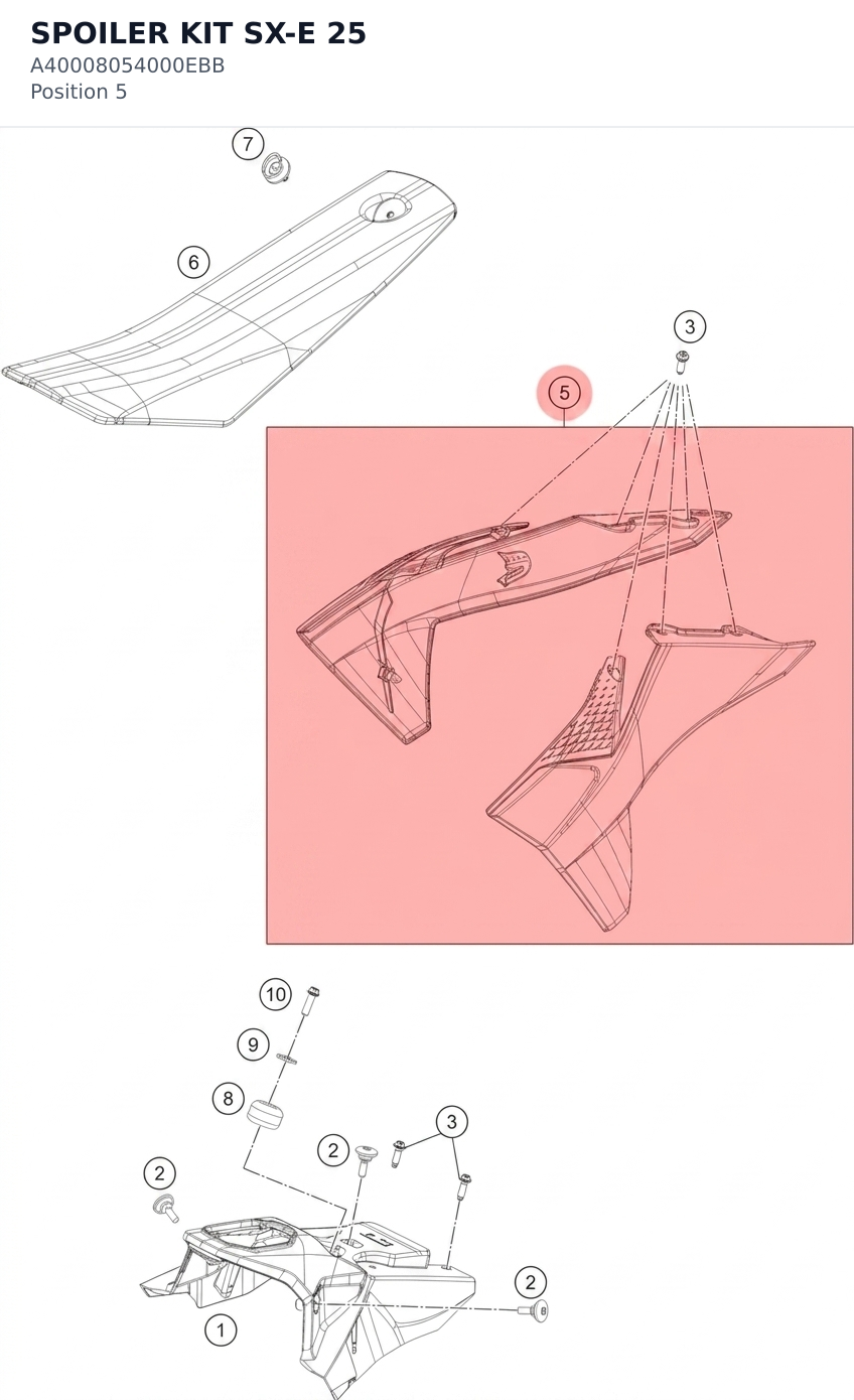 Diagram preview: SPOILER KIT SX-E 25 (A40008054000EBB)
