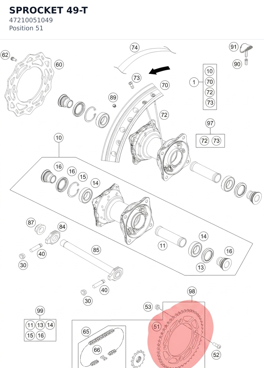 Diagram preview: SPROCKET 49-T (47210051049)