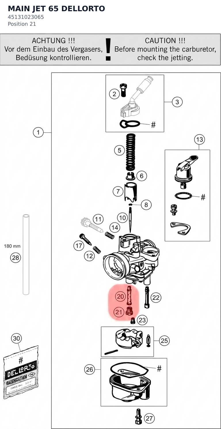 Diagram preview: MAIN JET 65 DELLORTO (45131023065)