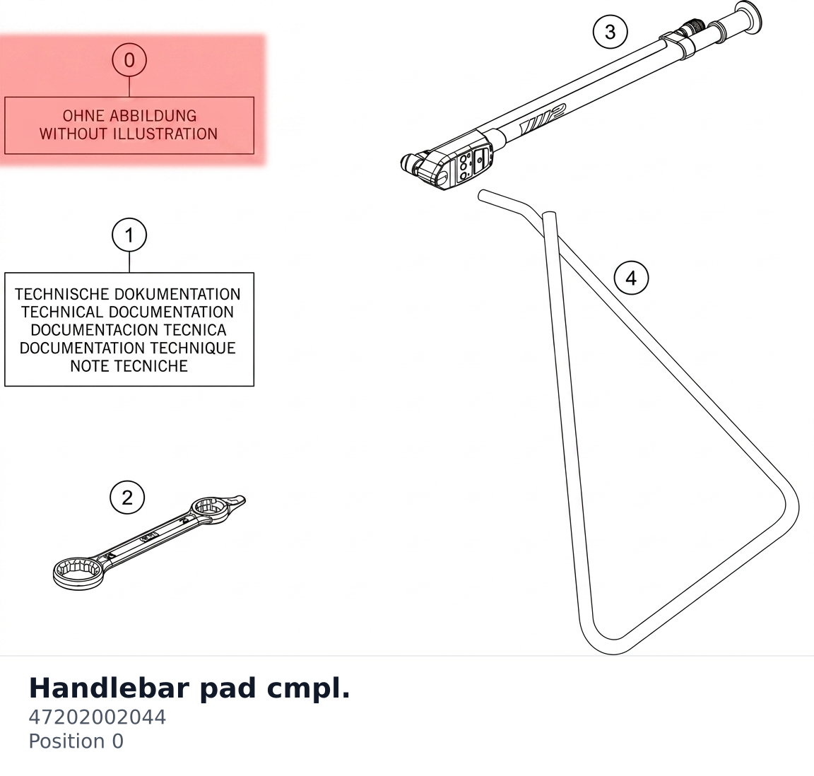 Diagram preview: Handlebar pad cmpl. (47202002044)