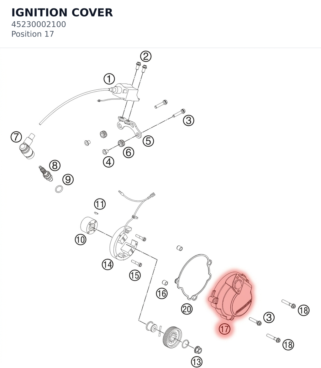 Diagram preview: IGNITION COVER (45230002100)