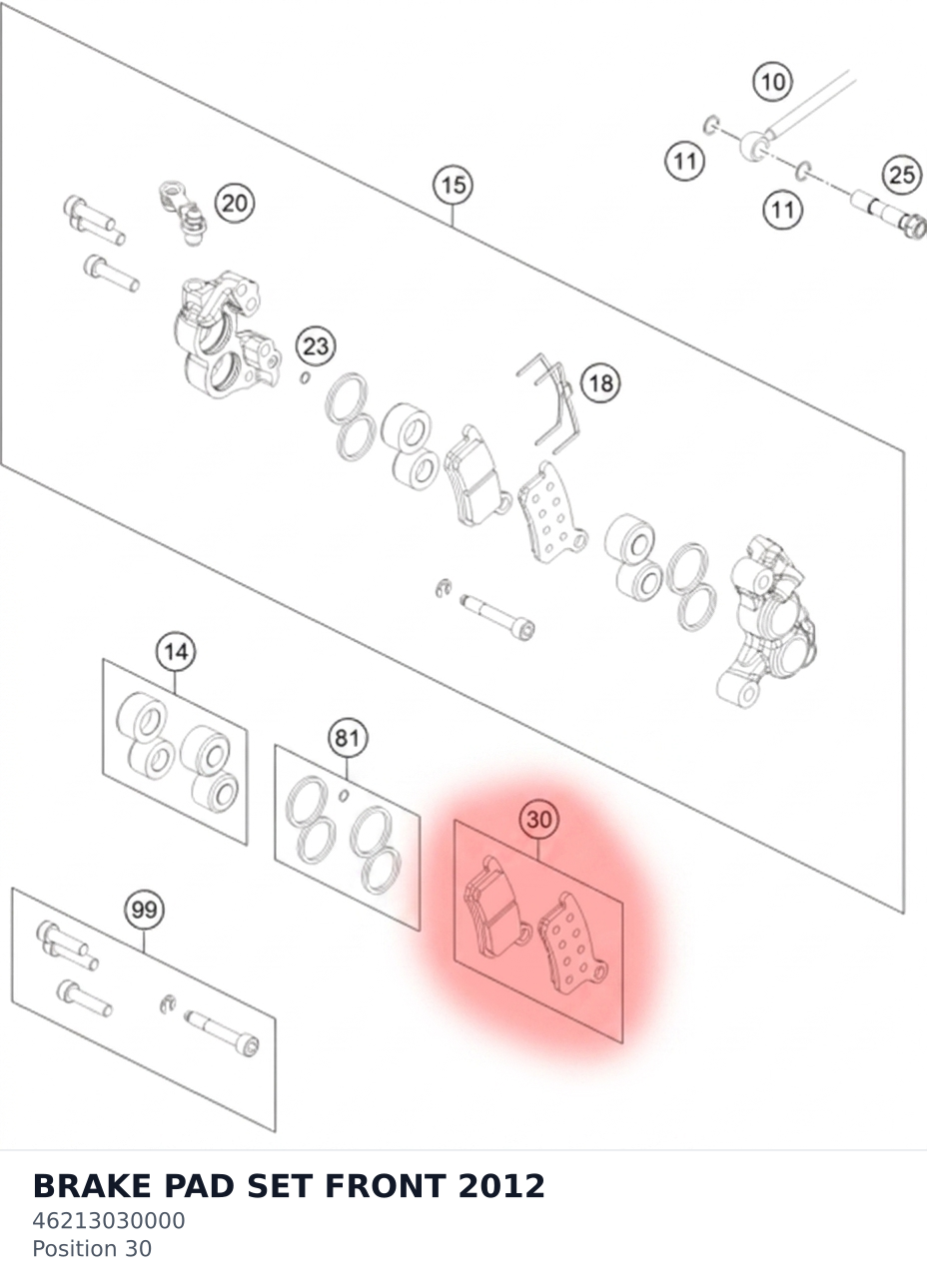 Diagram preview: BRAKE PAD SET FRONT 2012 (46213030000)