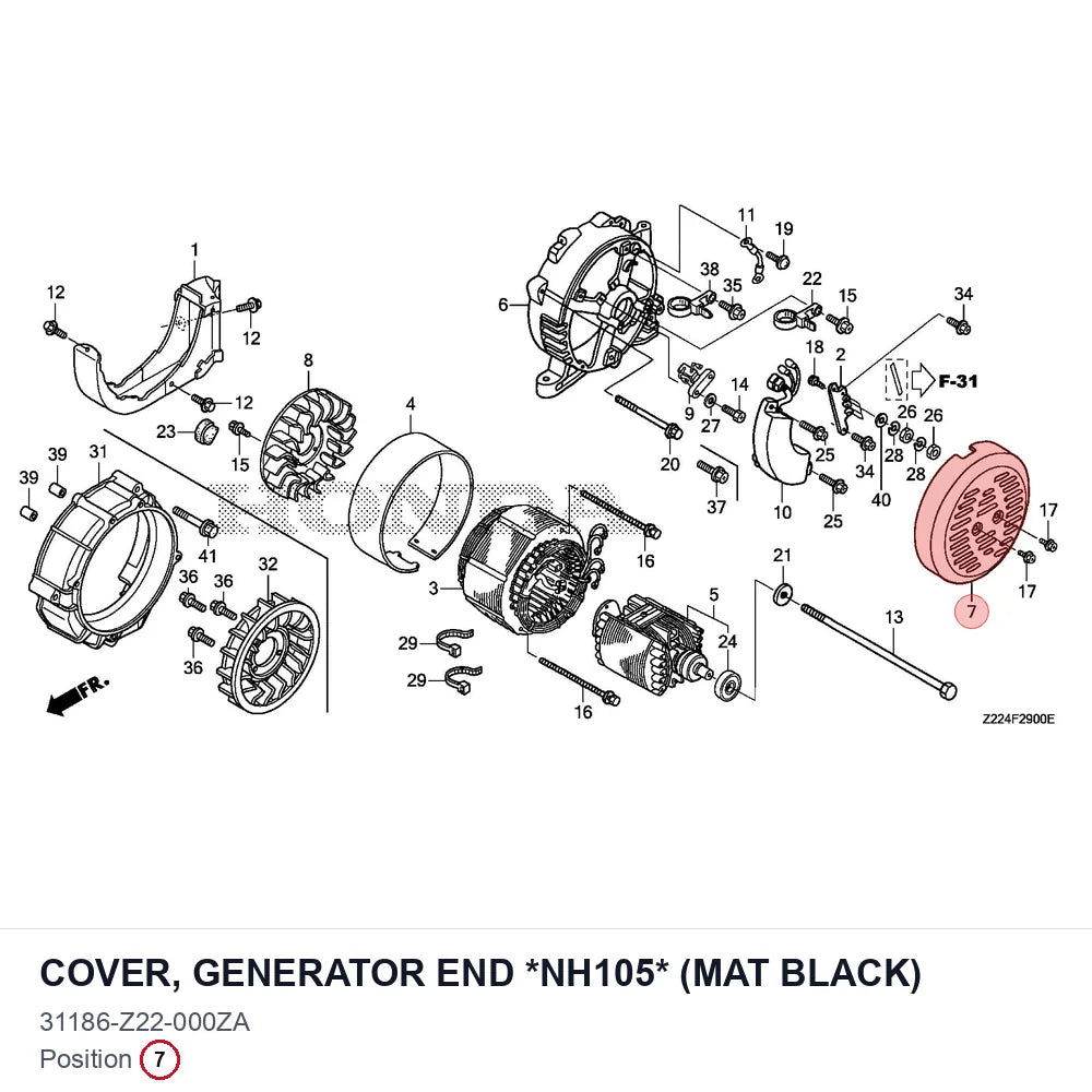 COVER, GENERATOR END *NH105* (MAT BLACK)