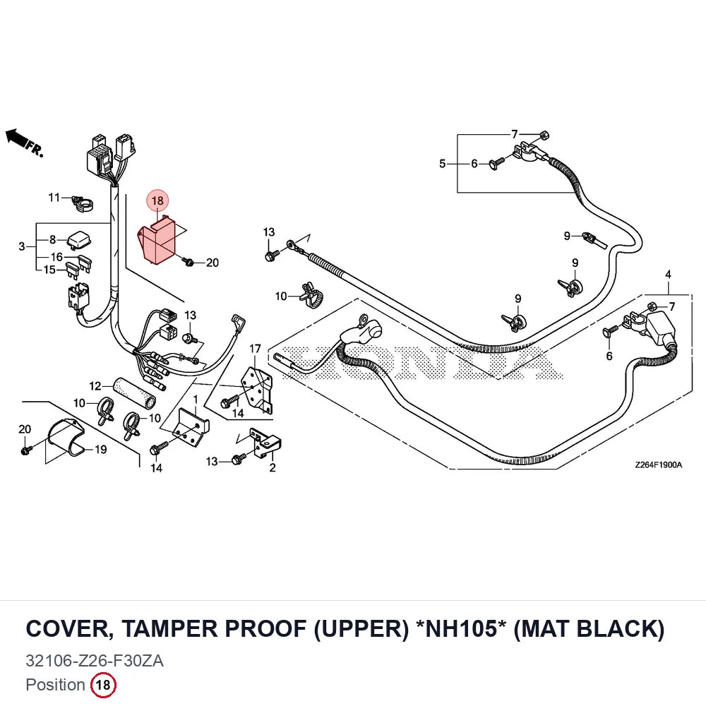 COVER, TAMPER PROOF (UPPER) *NH105* (MAT BLACK)