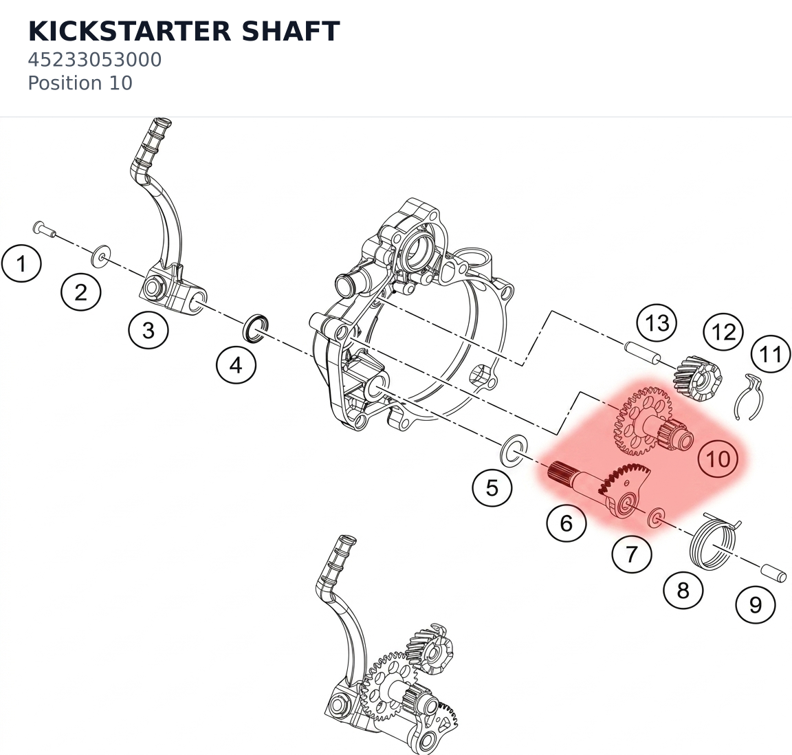 Diagram preview: KICKSTARTER SHAFT (45233053000)