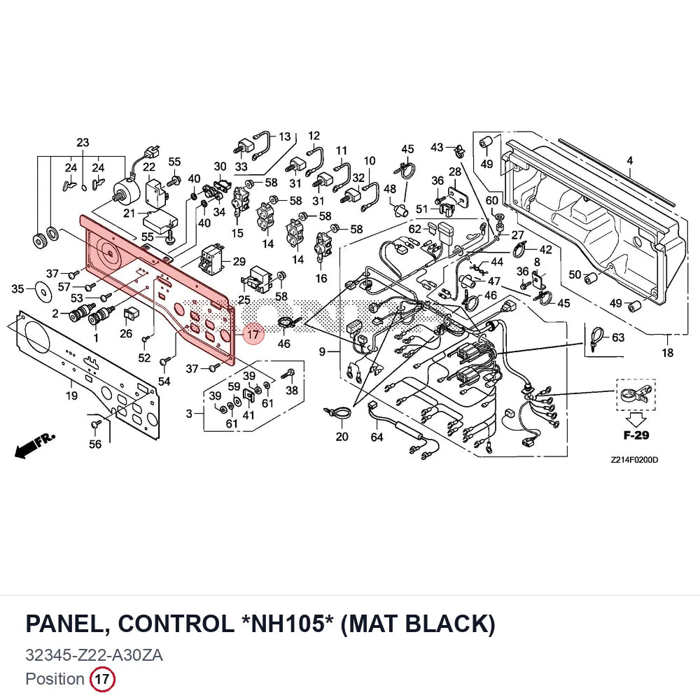 PANEL, CONTROL *NH105* (MAT BLACK)