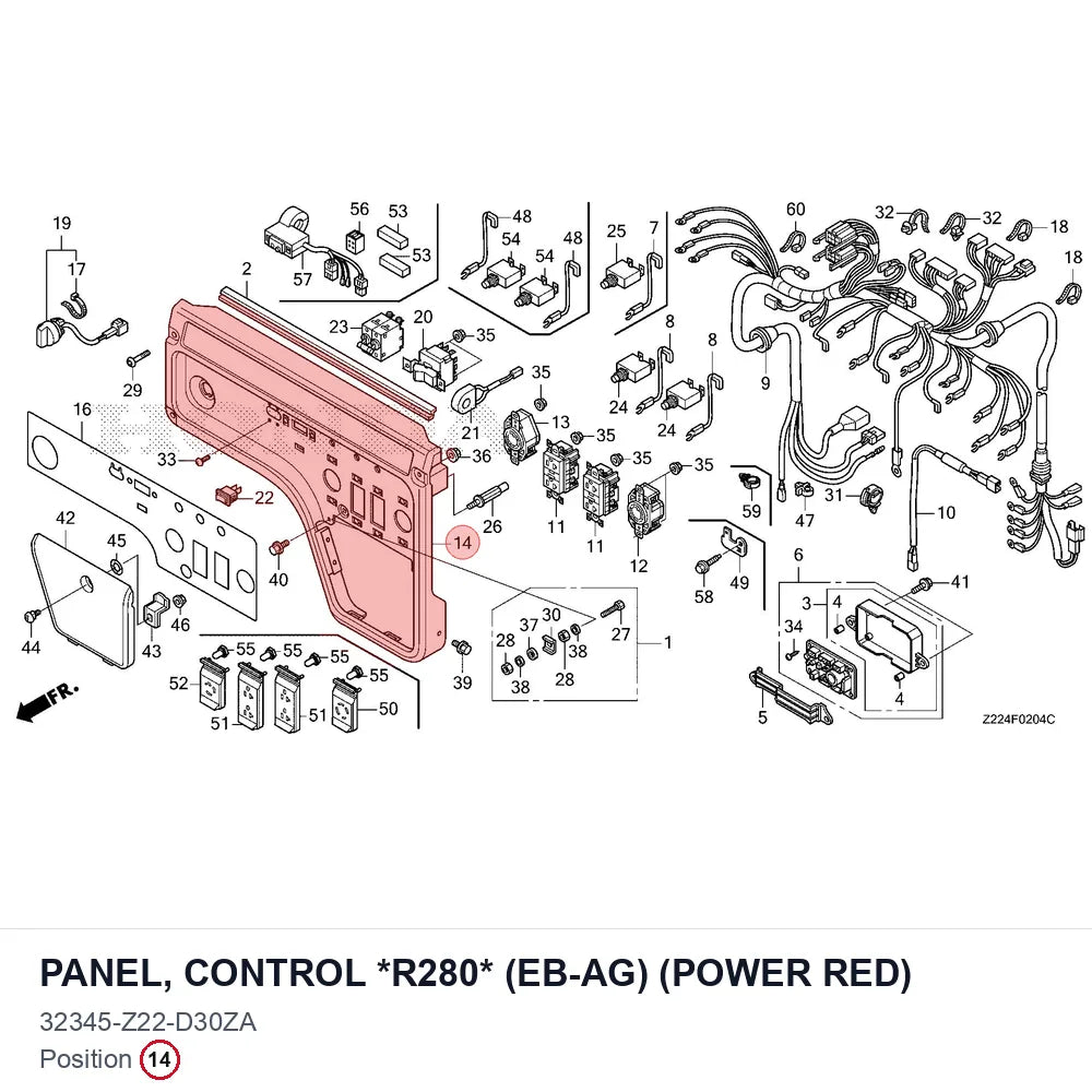 PANEL, CONTROL *R280* (EB-AG) (POWER RED)