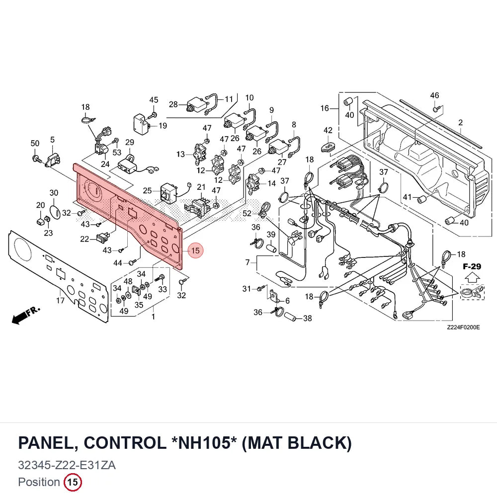 PANEL, CONTROL *NH105* (MAT BLACK)
