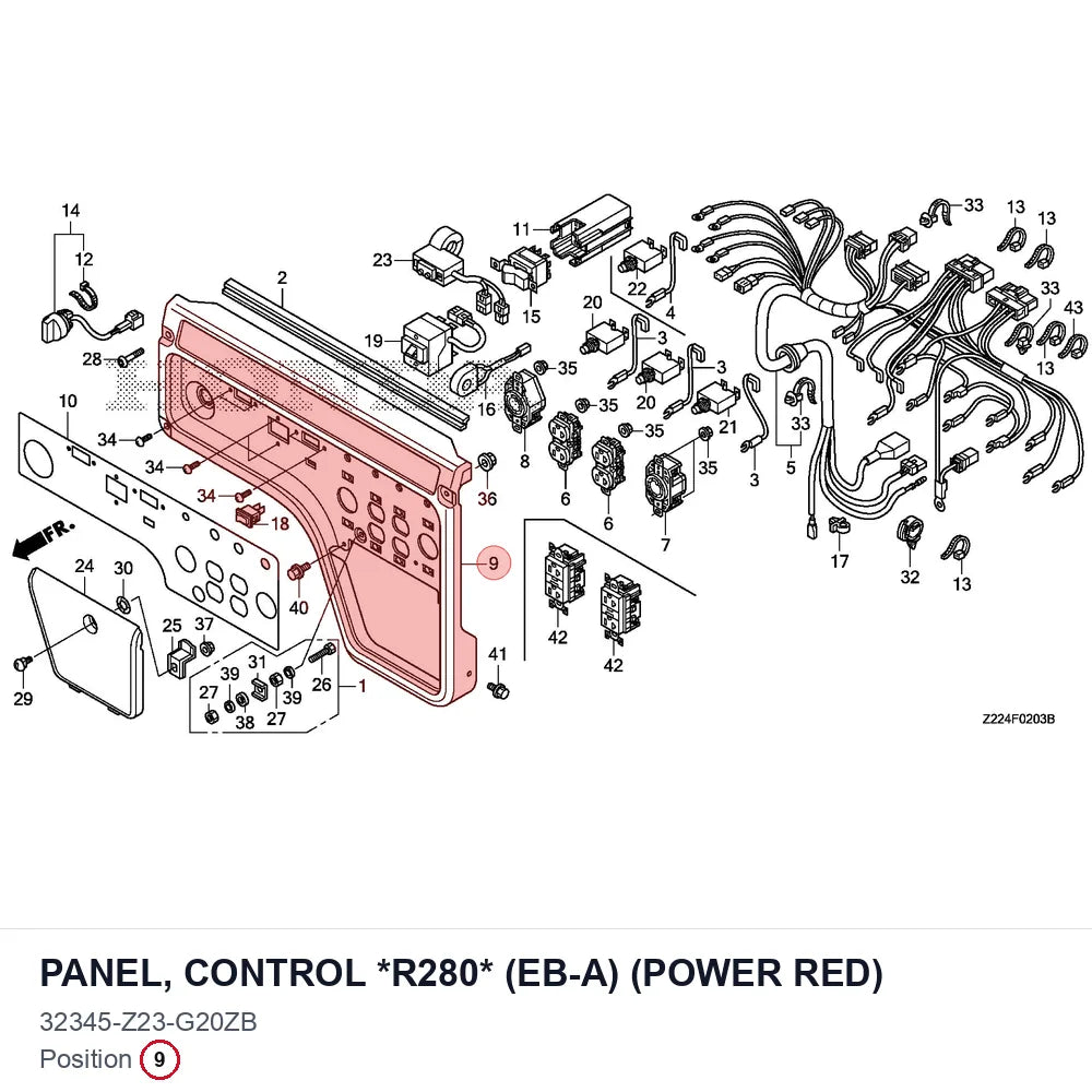 PANEL, CONTROL *R280* (EB-A) (POWER RED)