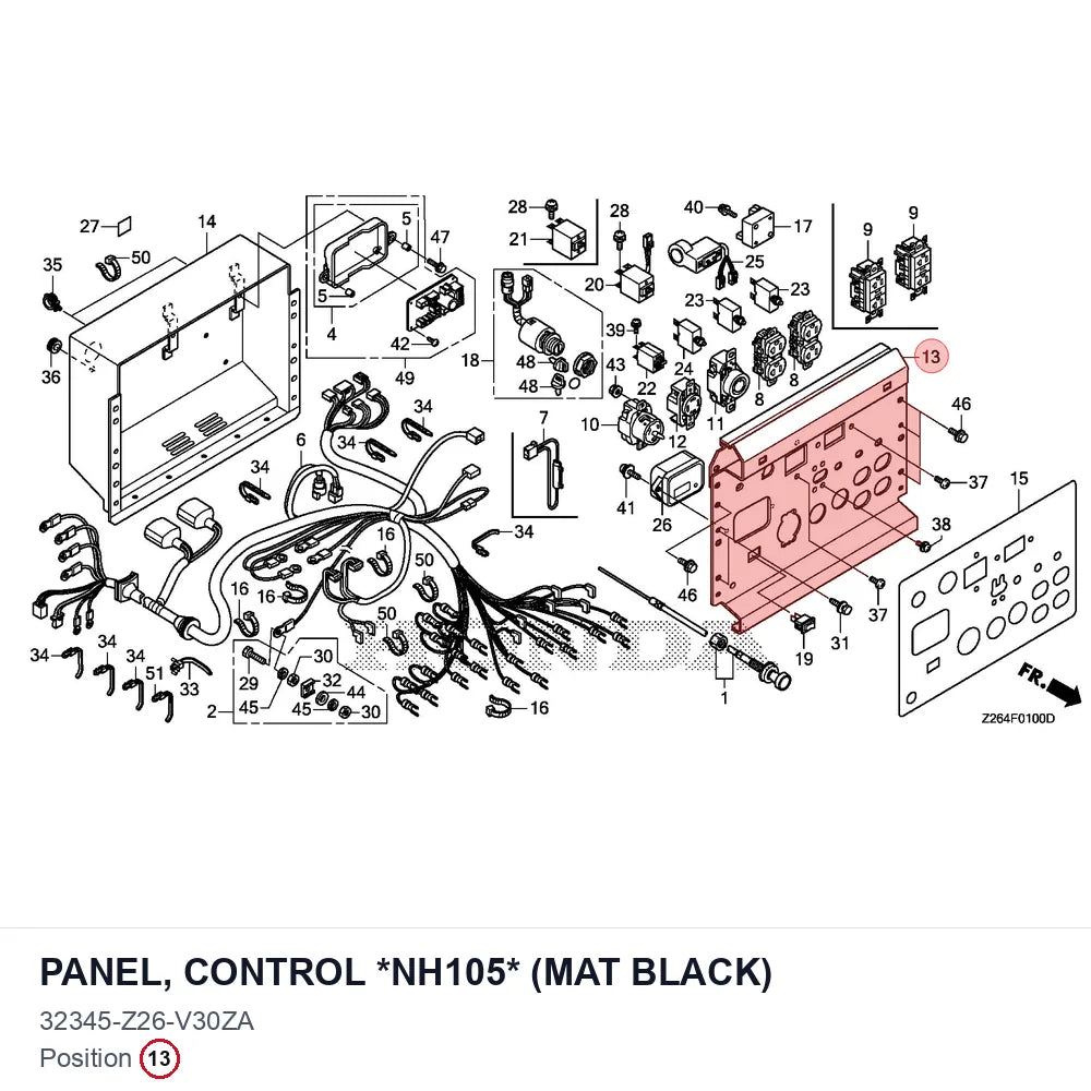 PANEL, CONTROL *NH105* (MAT BLACK)