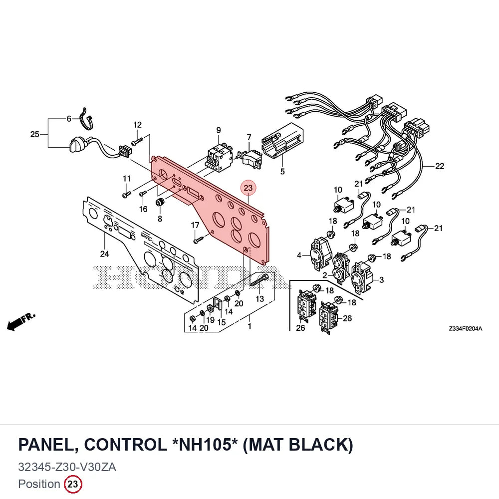 PANEL, CONTROL *NH105* (MAT BLACK)