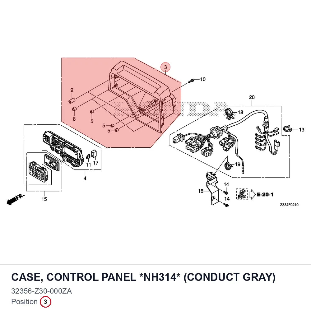 CASE, CONTROL PANEL *NH314* (CONDUCT GRAY)