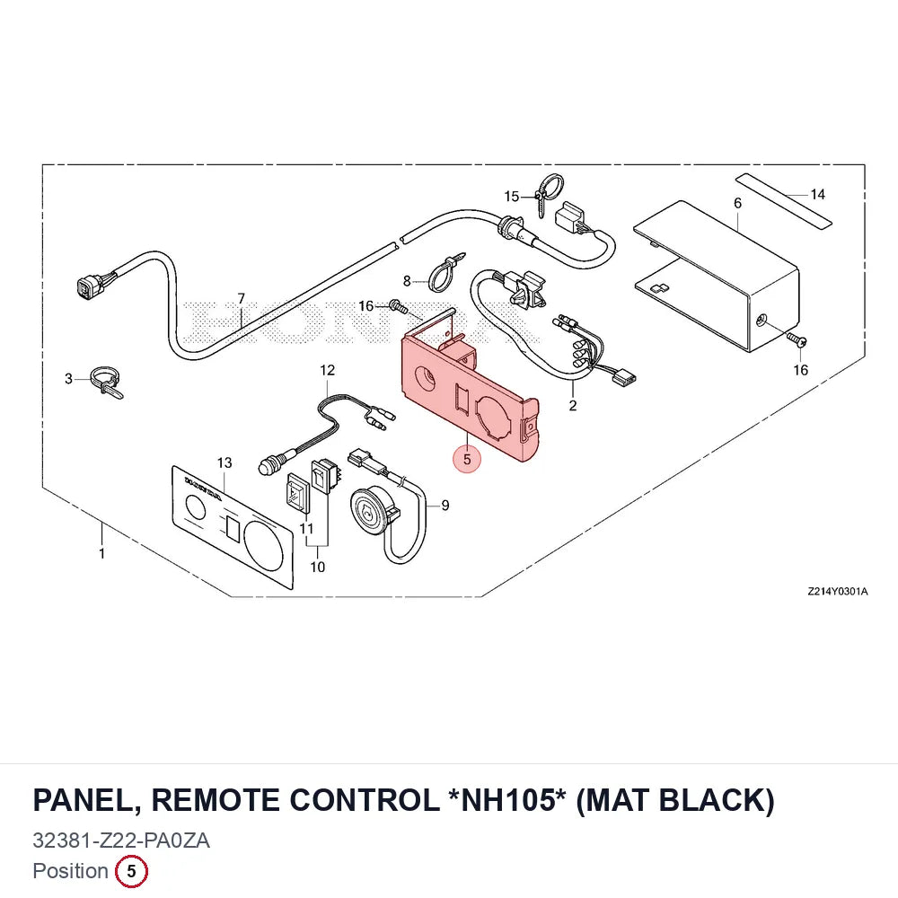 PANEL, REMOTE CONTROL *NH105* (MAT BLACK)