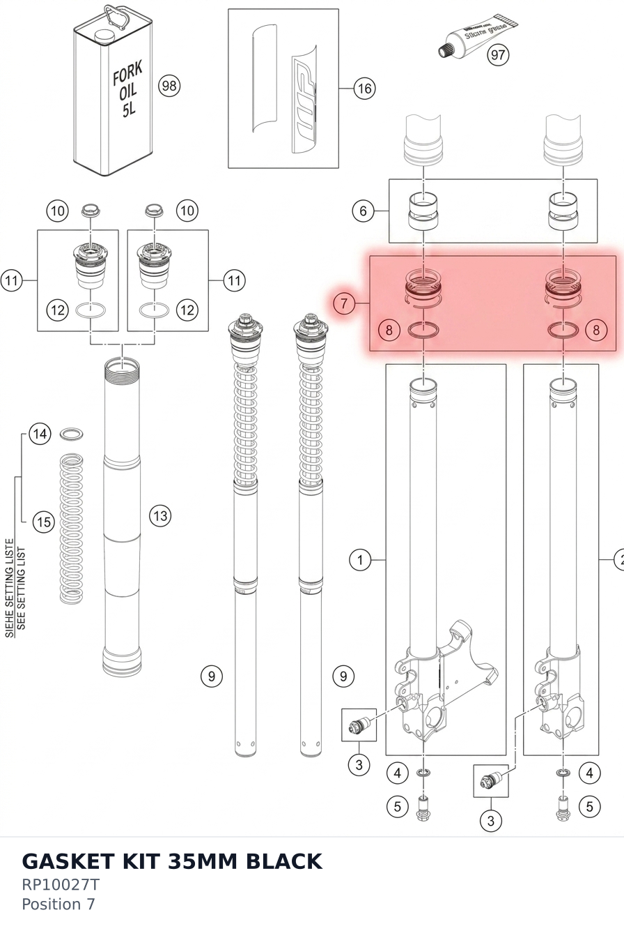 Diagram preview: GASKET KIT 35MM BLACK (RP10027T)