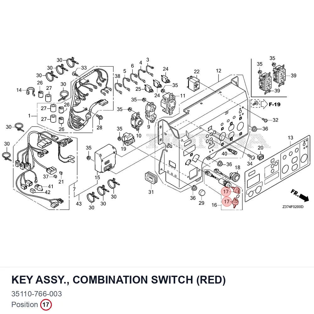 KEY ASSY., COMBINATION SWITCH (RED)