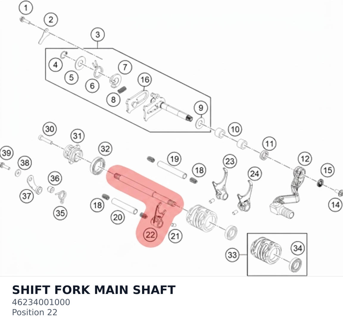Diagram preview: SHIFT FORK MAIN SHAFT (46234001000)