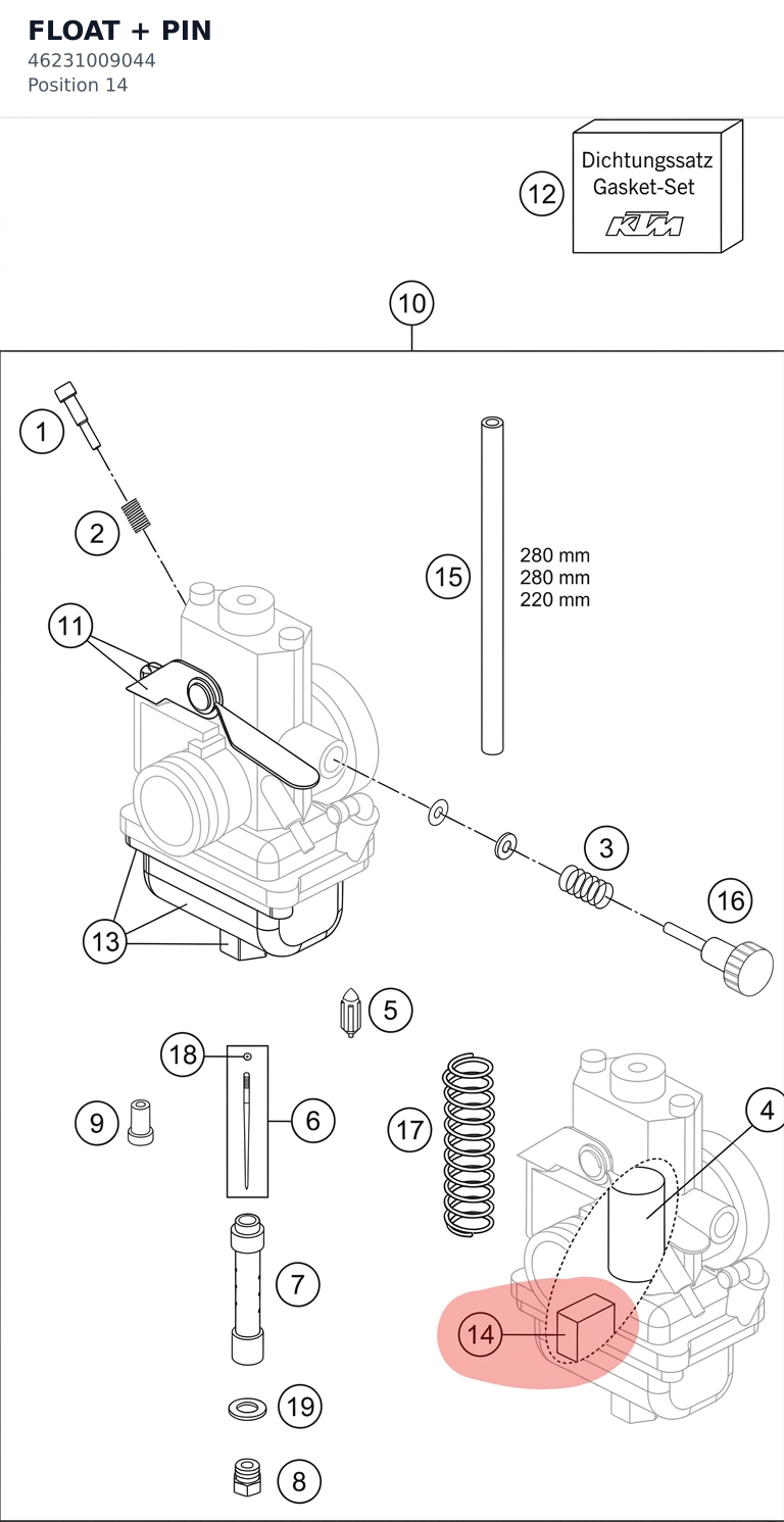 Diagram preview: FLOAT + PIN (46231009044)