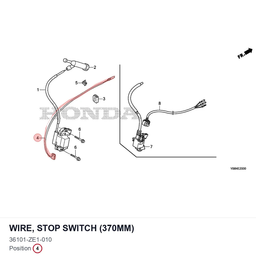 WIRE, STOP SWITCH (370MM)