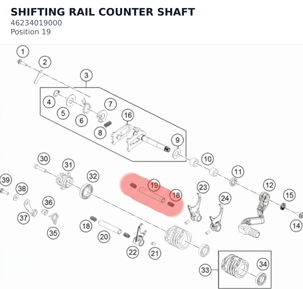 Diagram preview: SHIFTING RAIL COUNTER SHAFT (46234019000)