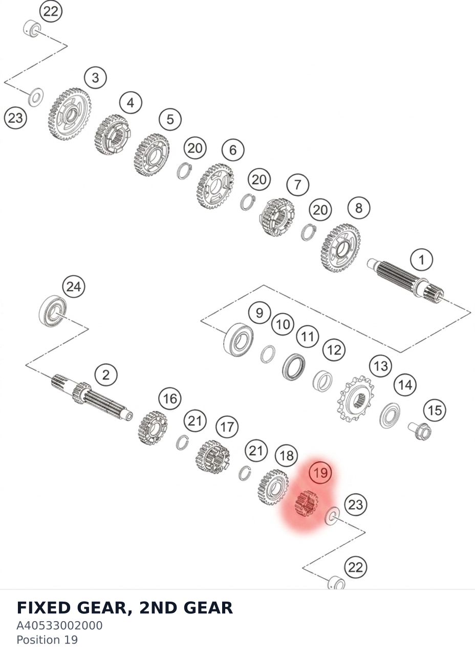 Diagram preview: FIXED GEAR, 2ND GEAR (A40533002000)