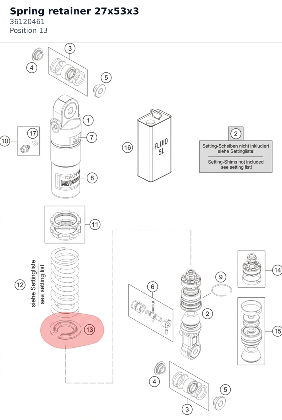 Diagram preview: Spring retainer 27x53x3 (36120461)