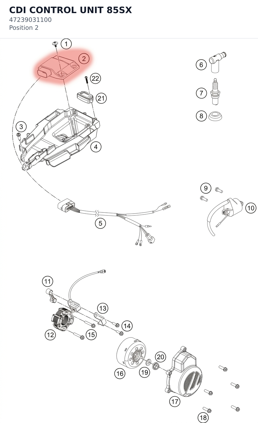 Diagram preview: CDI CONTROL UNIT 85SX (47239031100)