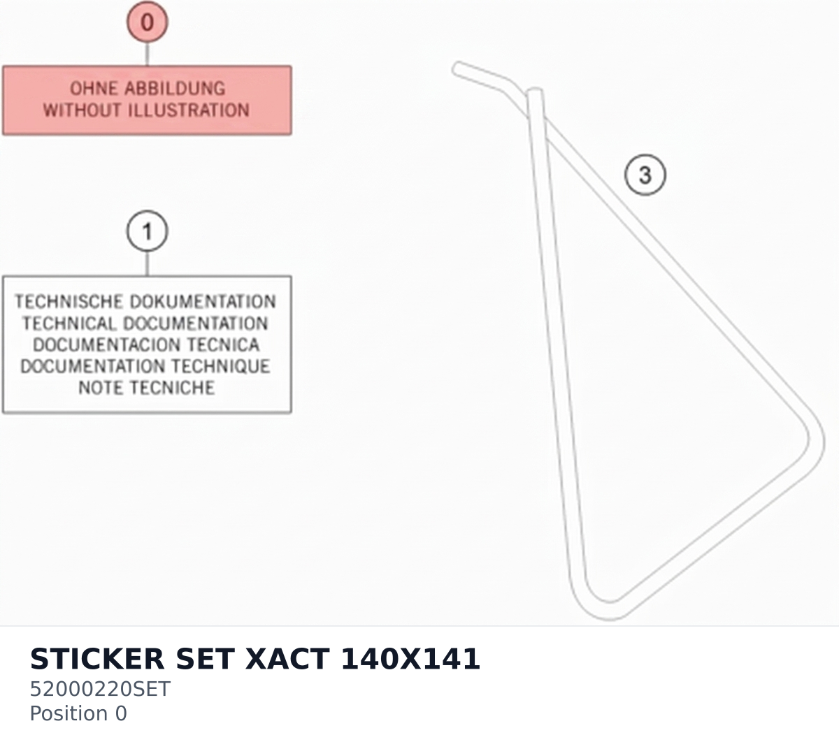 Diagram preview: STICKER SET XACT 140X141 (52000220SET)
