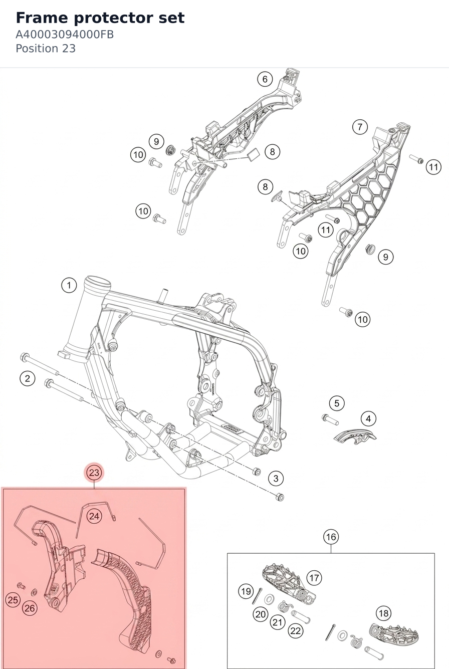 Diagram preview: Frame protector set (A40003094000FB)